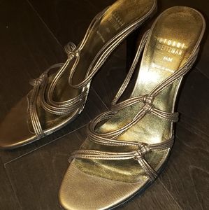 Stuart Weitzman gold leather sandal size 5.5